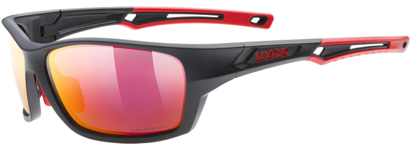 Okulary Uvex Sportstyle 232 P (czarno/czerwony mat | czerwone soczewki Polavision® mirror S3)