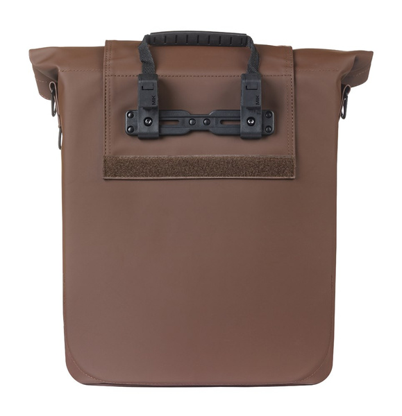 Sakwa na bagażnik pojedyncza Basil City Shopper + MIK Hooks (brązowa 14-16 litrów)