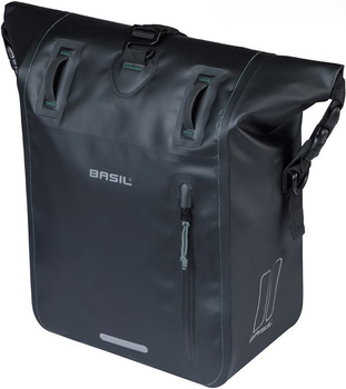 Sakwa na bagażnik pojedyncza Basil Rivo + MIK Hooks (czarna 12-15 litrów)