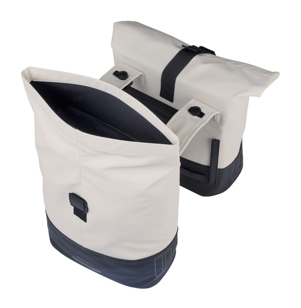 Sakwa na bagażnik podwójna Basil Cove MIK (biało-czarna 28-32 litry)