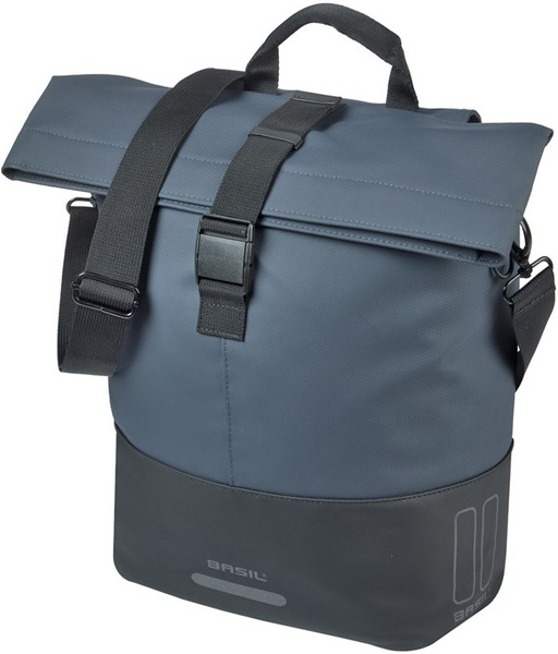 Sakwa na bagażnik pojedyncza Basil Cove Shopper + MIK Hooks (granatowo-czarna 14-16 litrów)