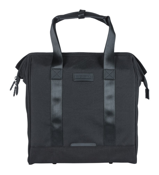 Sakwa na bagażnik pojedyncza Basil Grand Shopper + MIK Hooks (czarna 23 litry)