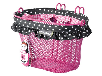 Kosz na kierownicę BASIL JASMIN BABOUSHKA JUNIOR FORNT BASKET 12"-20", stalowy różowy