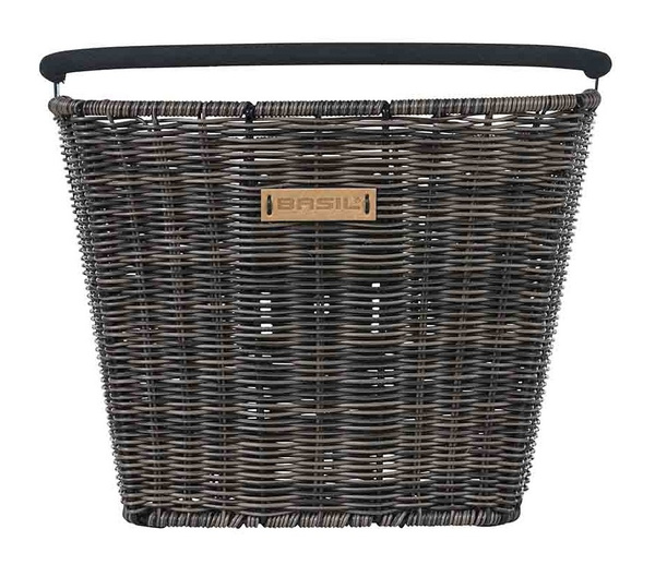 Kosz na kierownicę BASIL BREMEN RATTAN LOOK KF ratanowy + Płytka mocująca do kosza BASIL KLICKFIX ADAPTER PLATE system do mocowania na kierownicę odpinany (bez wspornika) nature brown ratan look (WYPRZEDAŻ -50%)