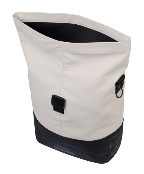 Sakwa na bagażnik pojedyncza Basil Cove Shopper + MIK Hooks (biało-czarna 14-16 litrów)