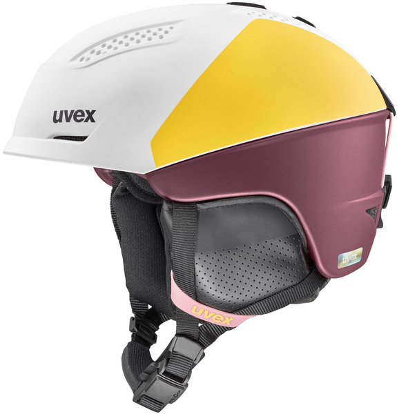Kask narciarski damski Uvex Ultra Pro WE (biało-żółto-bordowy)