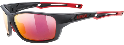 Okulary Uvex Sportstyle 232 P (czarno/czerwony mat | czerwone soczewki Polavision® mirror S3)