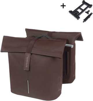 Sakwa na bagażnik podwójna Basil City + adapter MIK (brązowa 28-32 litrów)