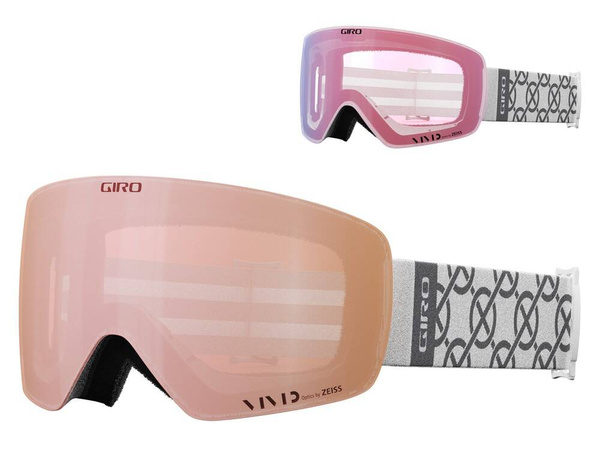 Gogle zimowe GIRO CONTOUR RS WHITE MONOGRAM (soczewka lustrzana kolorowa VIVID-Carl Zeiss ROSE GOLD i soczewka lustrzana kolorowa VIVID-Carl Zeiss INFRARED)